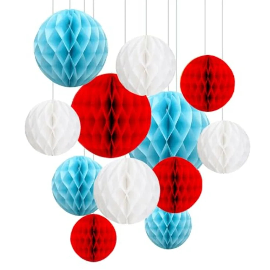12Pcs 6" 10" Honeycomb Balls Decorations Hanging Tissue Paper Pom Poms for Birthday Wedding Party Decorations, Home Decor