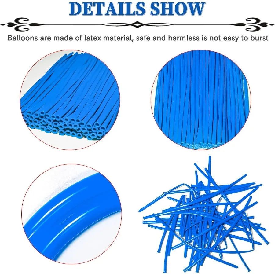 Premium Blue Long Balloons 260 Twisting Animals Magic Balloons For Birthday Party Decoration 100 Pcs