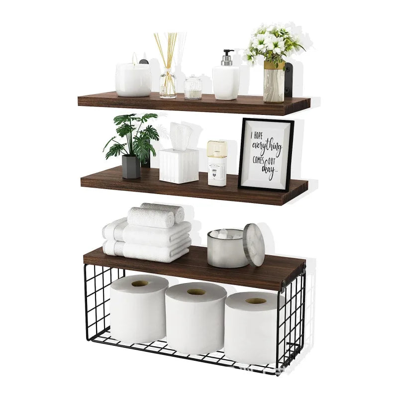 Hign-concerned Wall Mounted Shelves Floating Triple Tier