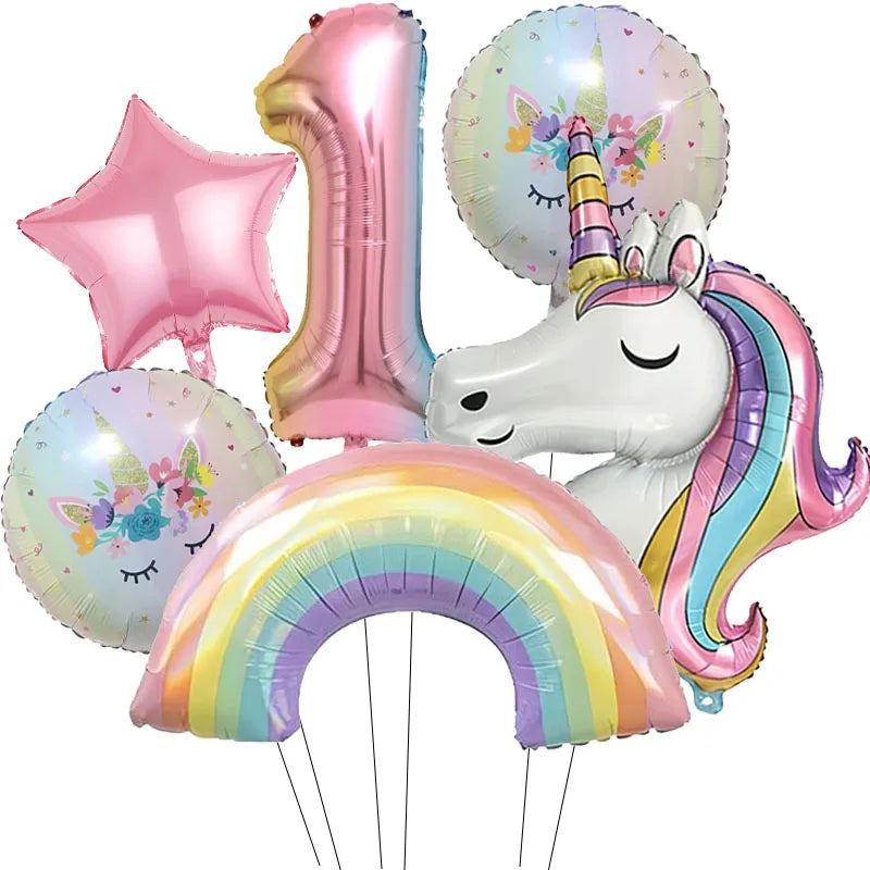 Unicorn Foil Number Balloon Birthday Party Decoration