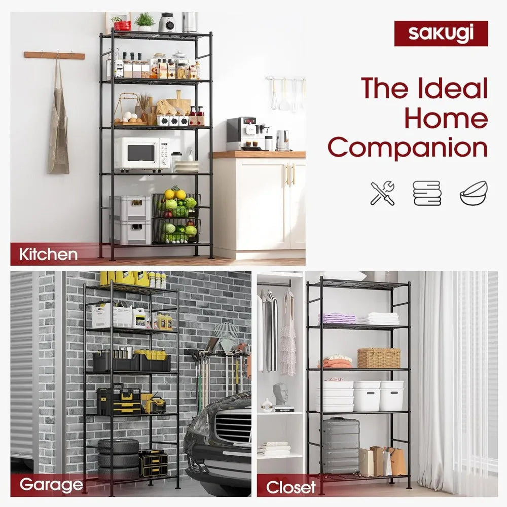 Storage Racks - 2 Pack, 5-Tier Freestanding Steel Shelving Units with Reinforced Frame, Adjustable Garage   Customized
