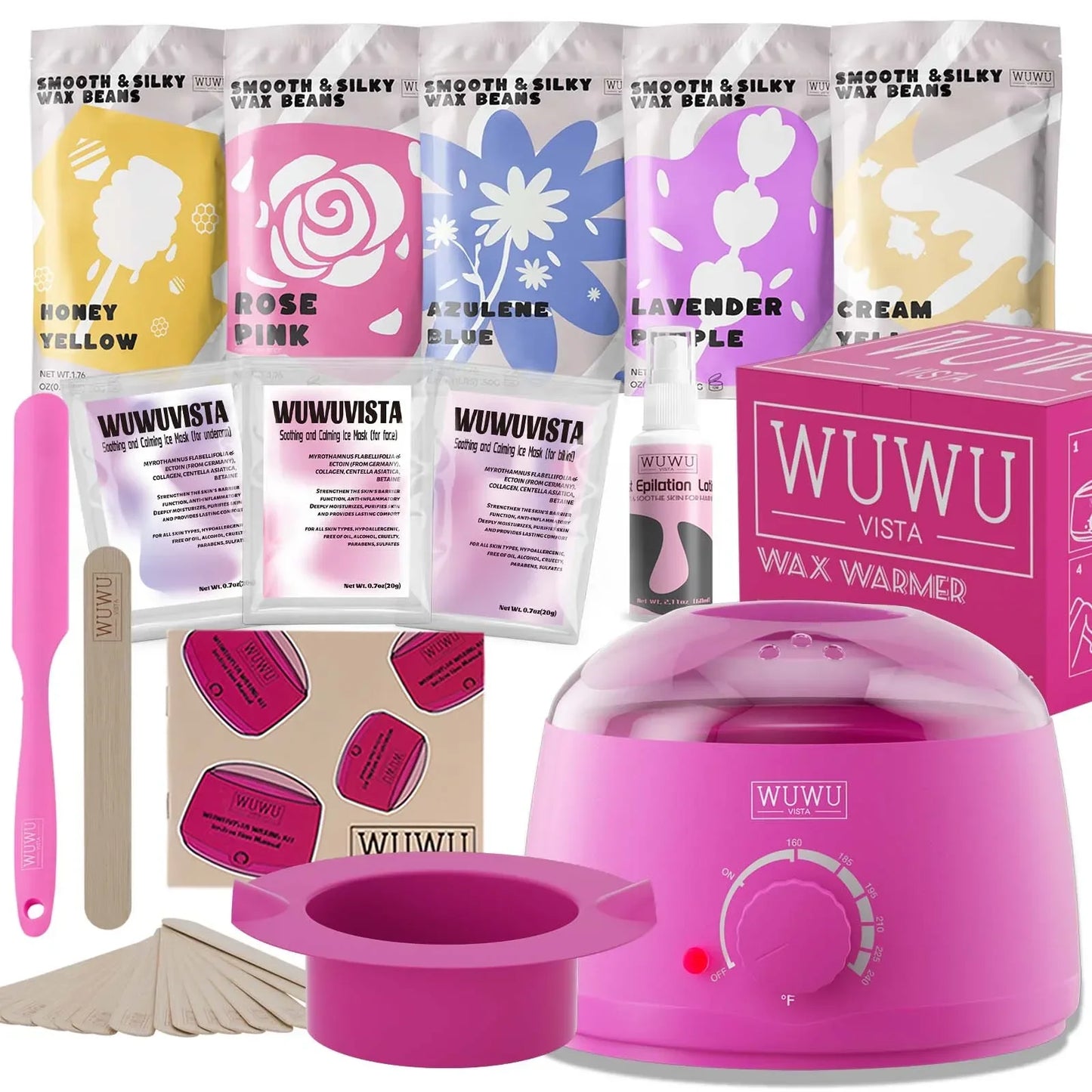 WUWUVISTA Waxing Kit 23 Piece Set With Wax Heater Included