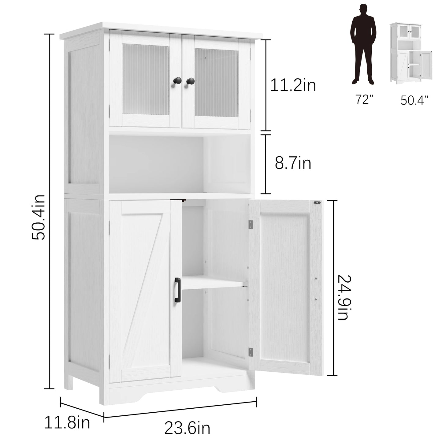 HobbyLane Free Standing Kitchen Pantry Cupboard with Four Doors