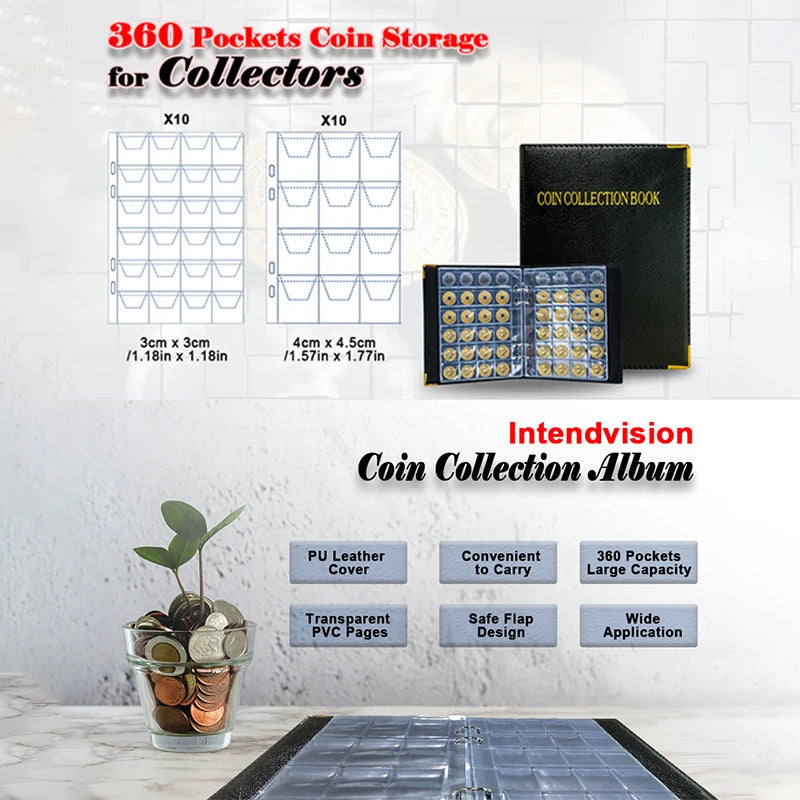 Coin binder Album for coins collection medallions badgesCoin album Replaceable Loose leaf collect Book