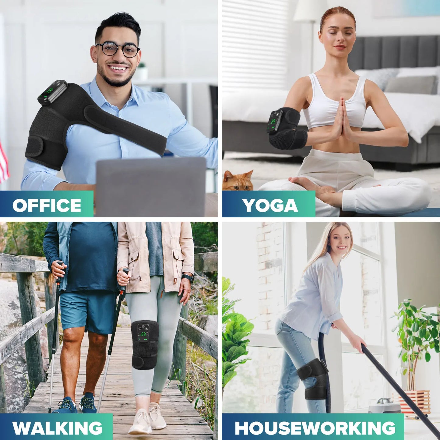 Hailicare Rechargeable Knee Massager 3 In 1 Heated Vibration Pad