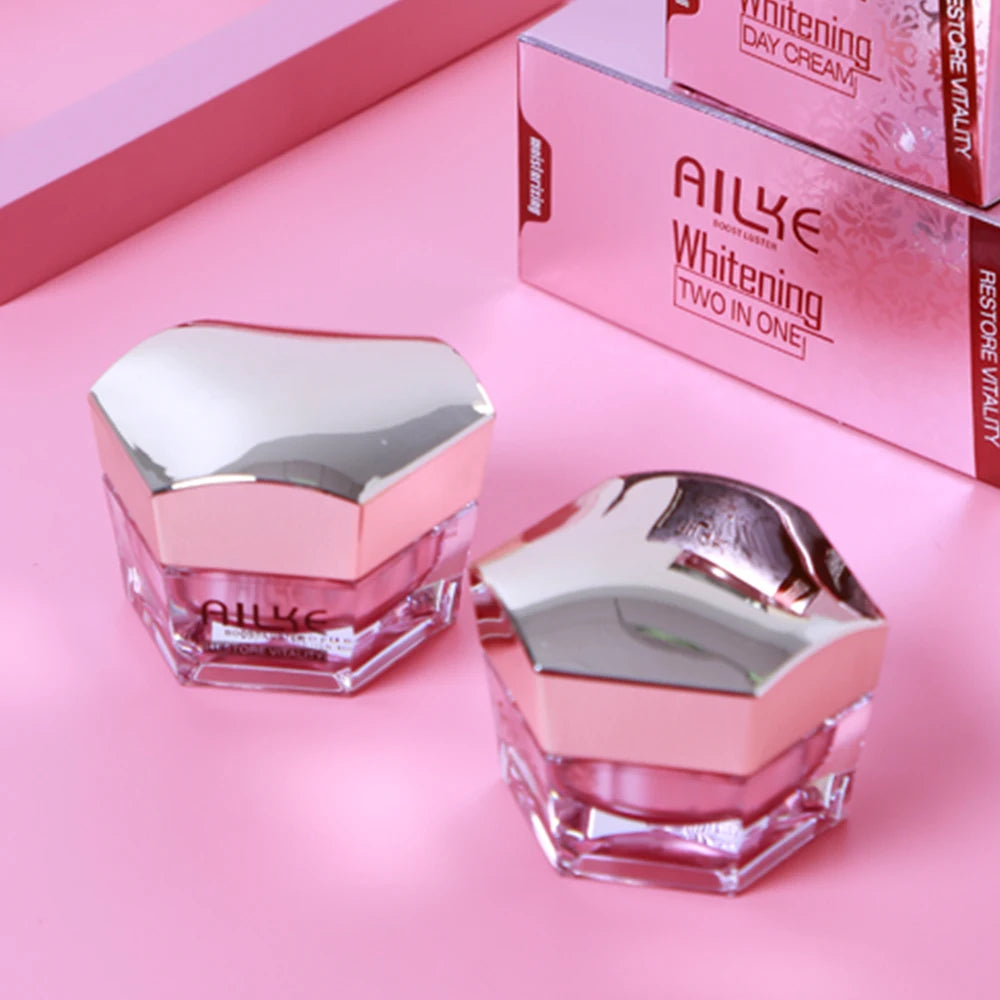 AILKE Whitening Anti-wrinkle Freckle Face Cream With Collagen Hyaluronic Acid Rose Skin Care Women Korean Facial Moisturizer Set