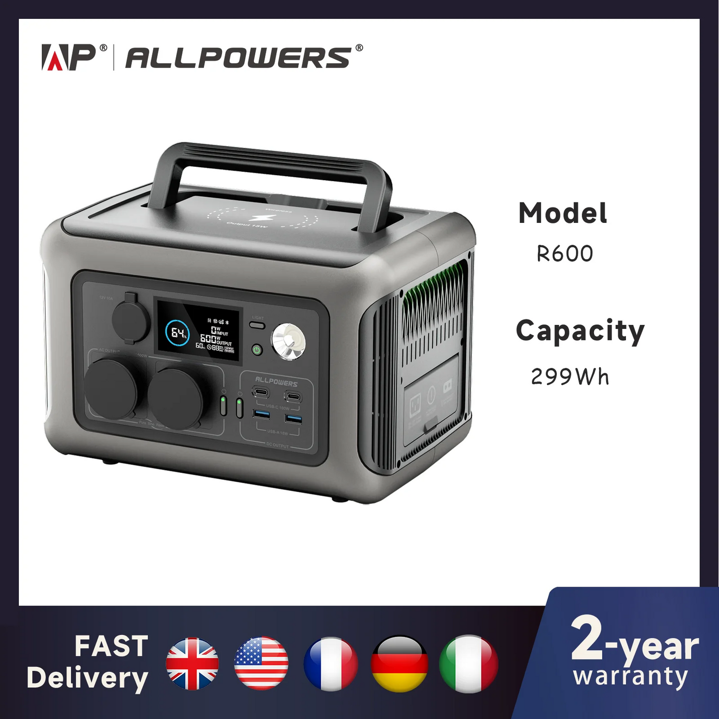 ALLPOWERS R600 Portable Power Station 299Wh Outdoor Use