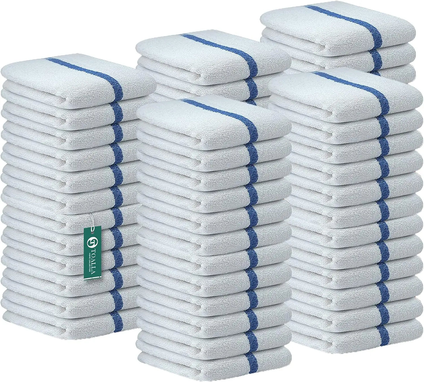 Bar Mop Blue Stripe Kitchen Towels 16x19 Inches Pack Of 60 100 Percent Cotton Double Stitched Absorbent Dish Towels