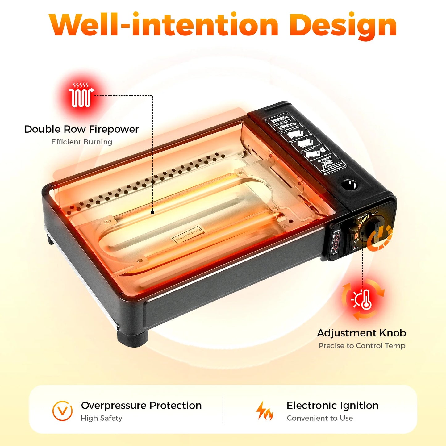 Portable Gas Grill Stove Dual Fuel, Camping Cooking Grill Gas Stove with Carry Case & Accessories for Outdoor Camping BBQ