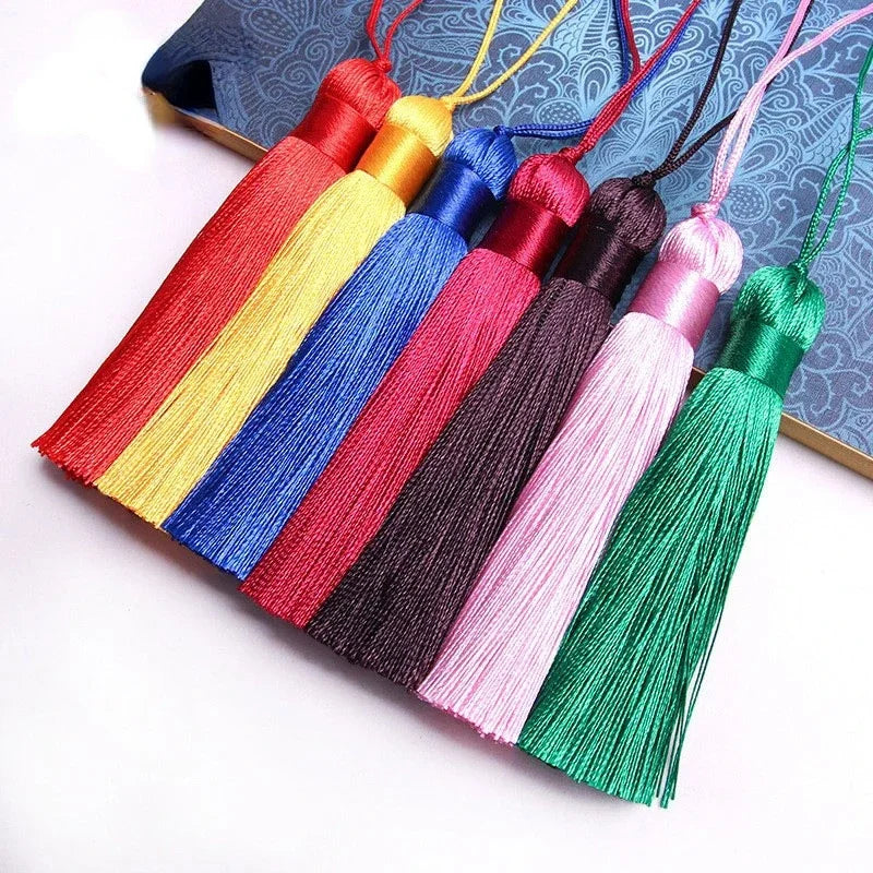 2/5/10Pcs 16cm Chunky Tassels Soft Elegant Handmade Silky Floss Tassels with Cord Loop Chinese Knot Tassels for Jewelry Making