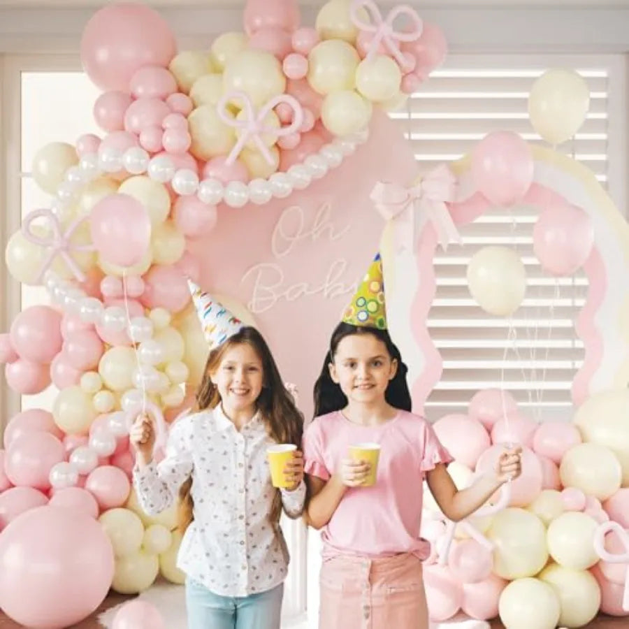 Pearl Balloon Arch Garland Kit With Coquette Bows For Weddings