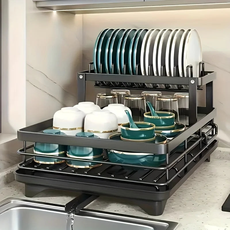 Hign-concerned Double Tier Extendable Dish Drainer Kitchen