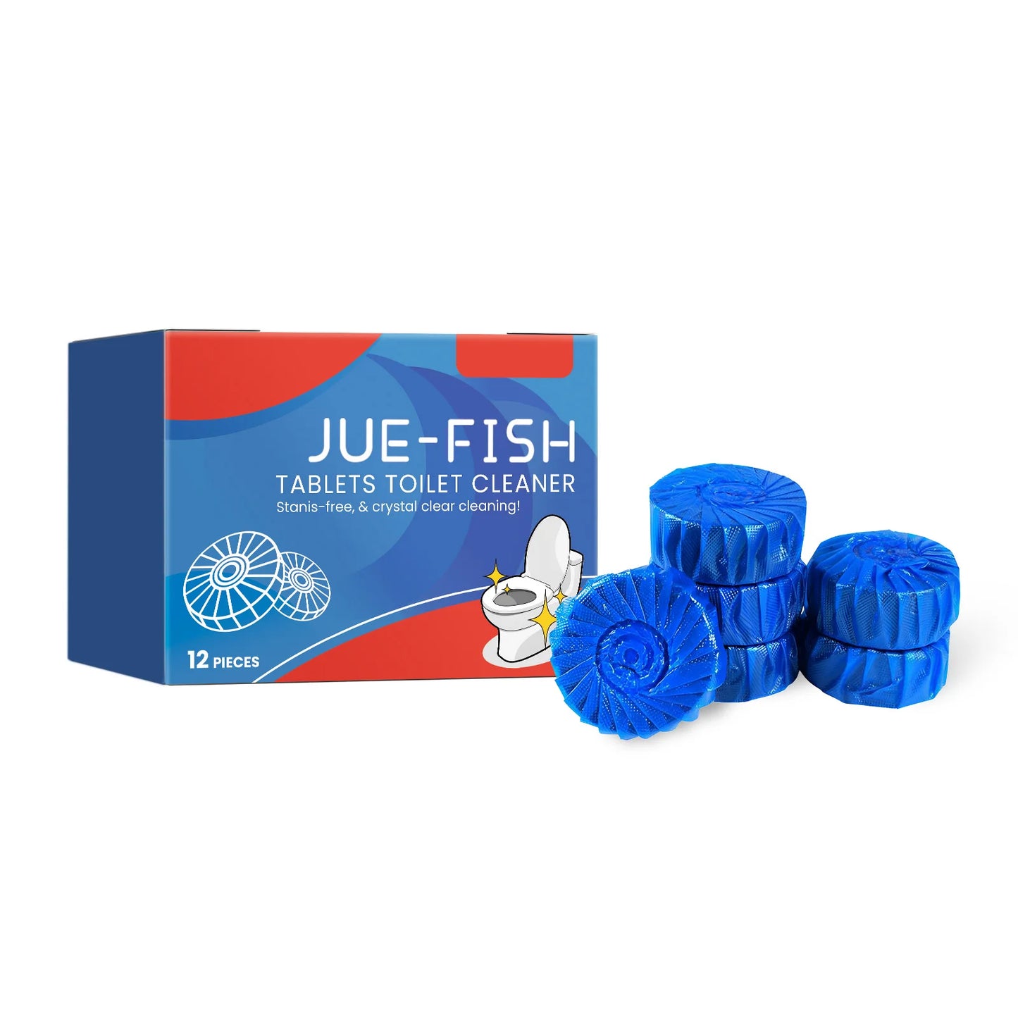 Jue-fish Blue Toilet Cleaner Tablets for Remove Yellow Stains Descale Reduce Bad Odors Refreshing Toilet Bowl Cleaner Tablets