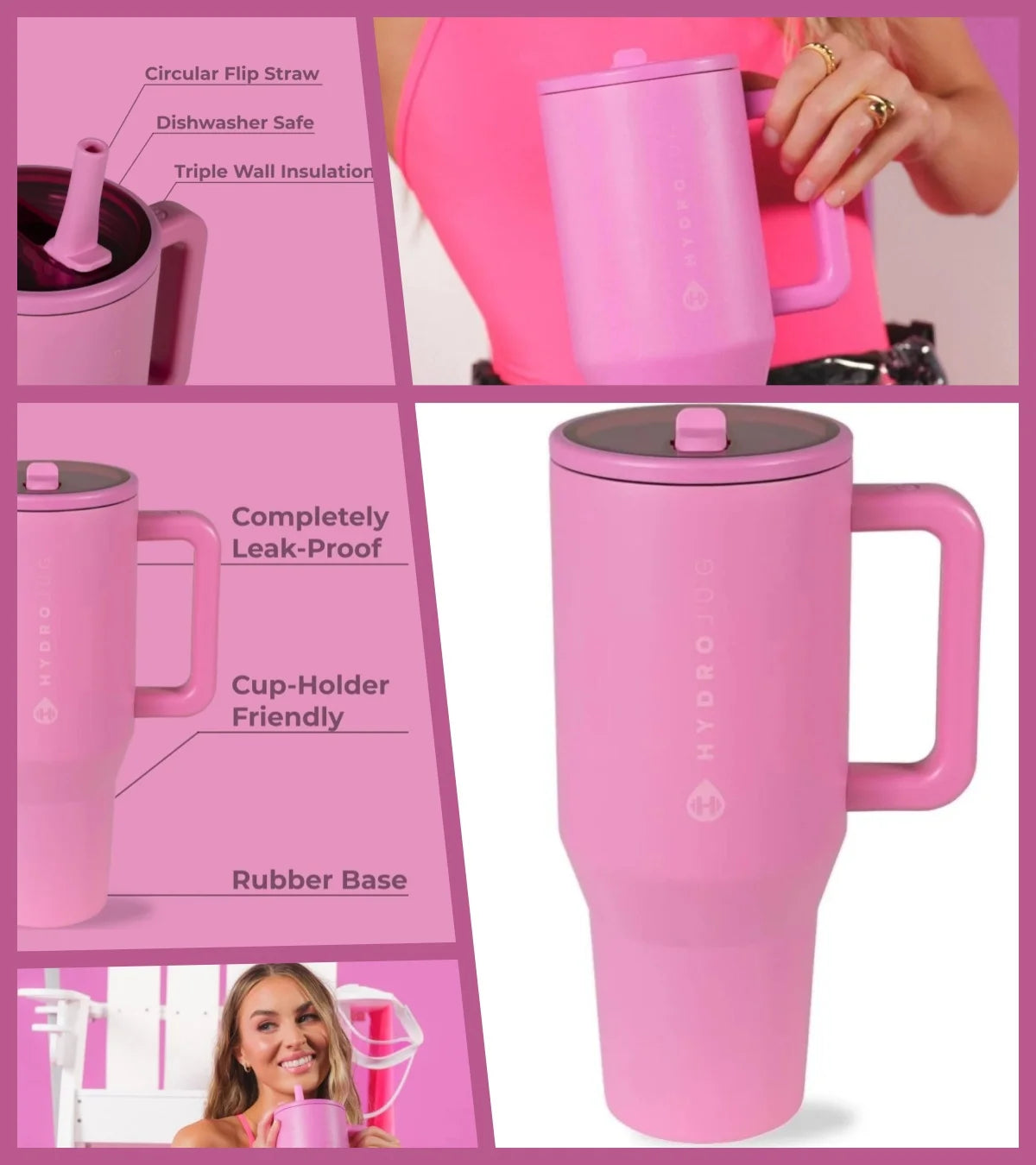 Insulated Stainless Steel Travel Water Bottle With Flip Straw And Handle
