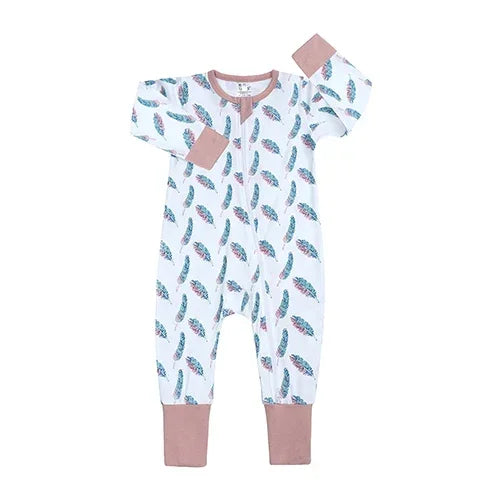 New Double Zipper Infant Baby Girl Boy Clothes Geometry Long Sleeve Cotton Baby Romper Clothing For Newborn Jumpsuit 0-24 Months