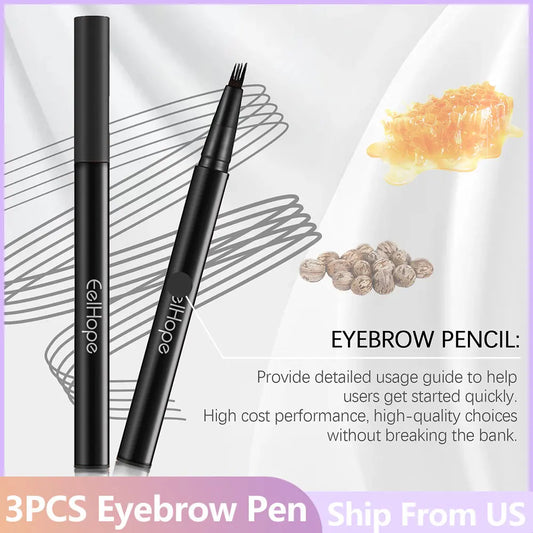 Eelhoe Eyebrow Pencil Waterproof Longwear No Creasing 3pcs