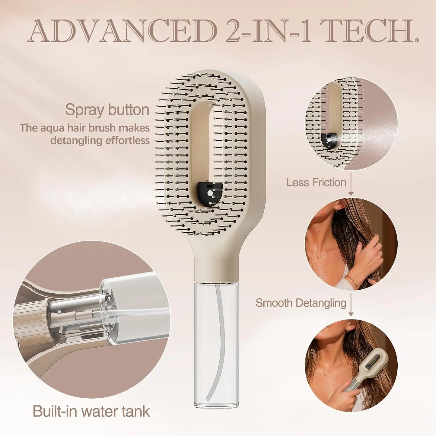 5Pcs/Set 2 In 1 Water Spray Hair Brush & Round Hair Roller Brush Set Anti‑static Salon Hair Styling Comb for Blow Drying Curling Volumizing Hairdressing Tool