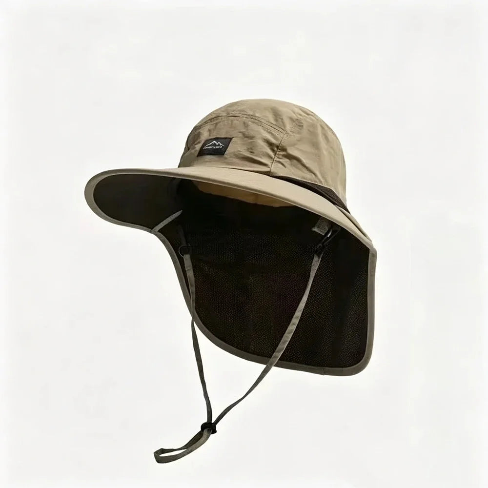 Summer wide brim waterproof quick-drying Panama hat, outdoor sun hat, bucket hat, mesh breathable sun hat, men's sports hiking hat, suitable for outdoor fishing, hiking and camping unisex