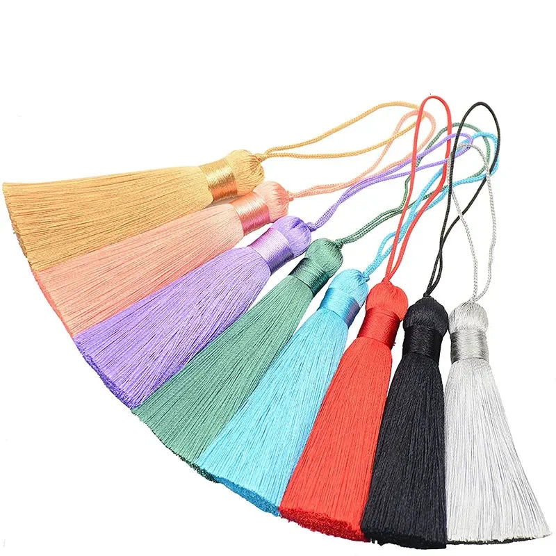 2/5/10Pcs 16cm Chunky Tassels Soft Elegant Handmade Silky Floss Tassels with Cord Loop Chinese Knot Tassels for Jewelry Making