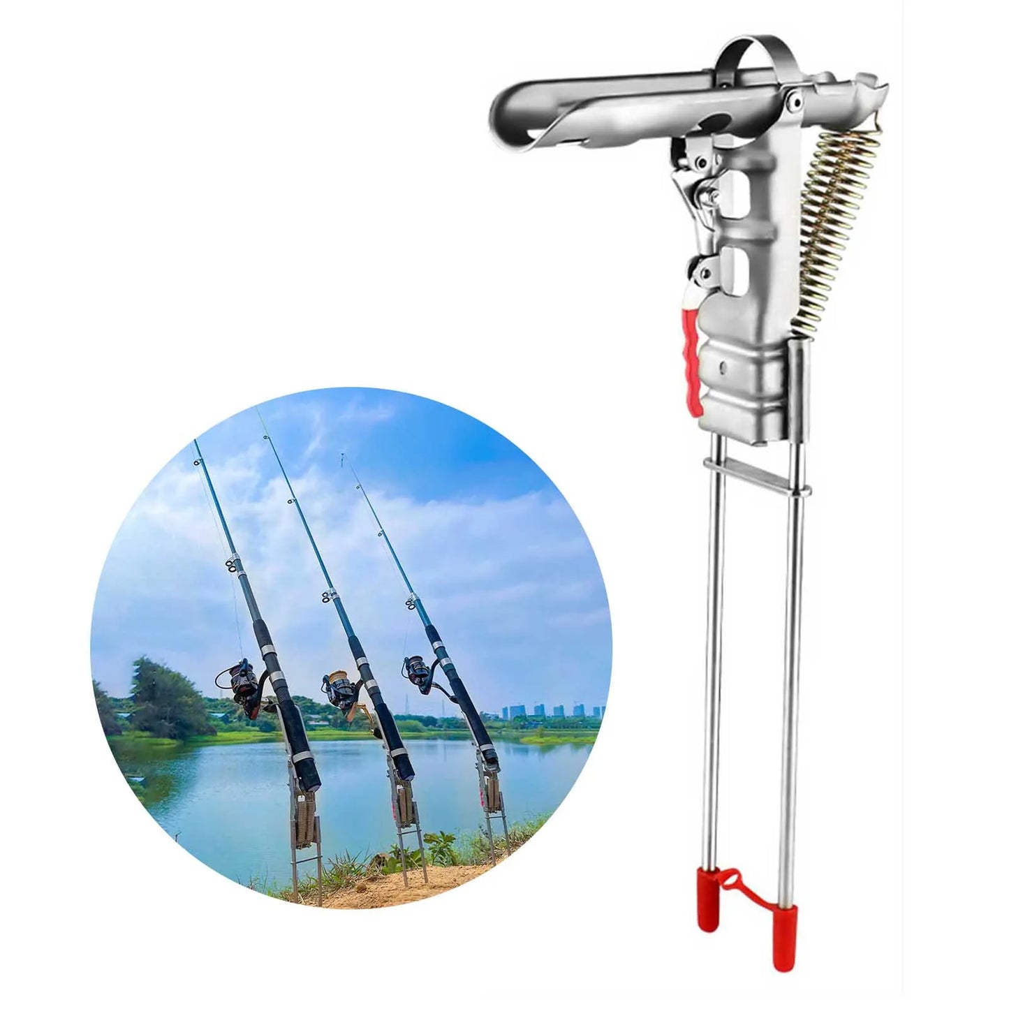 35x17cm Stainless Steel Fishing Rod Stand Holder Bracket With Automatic Spring Dismantle For All Fishing Rods