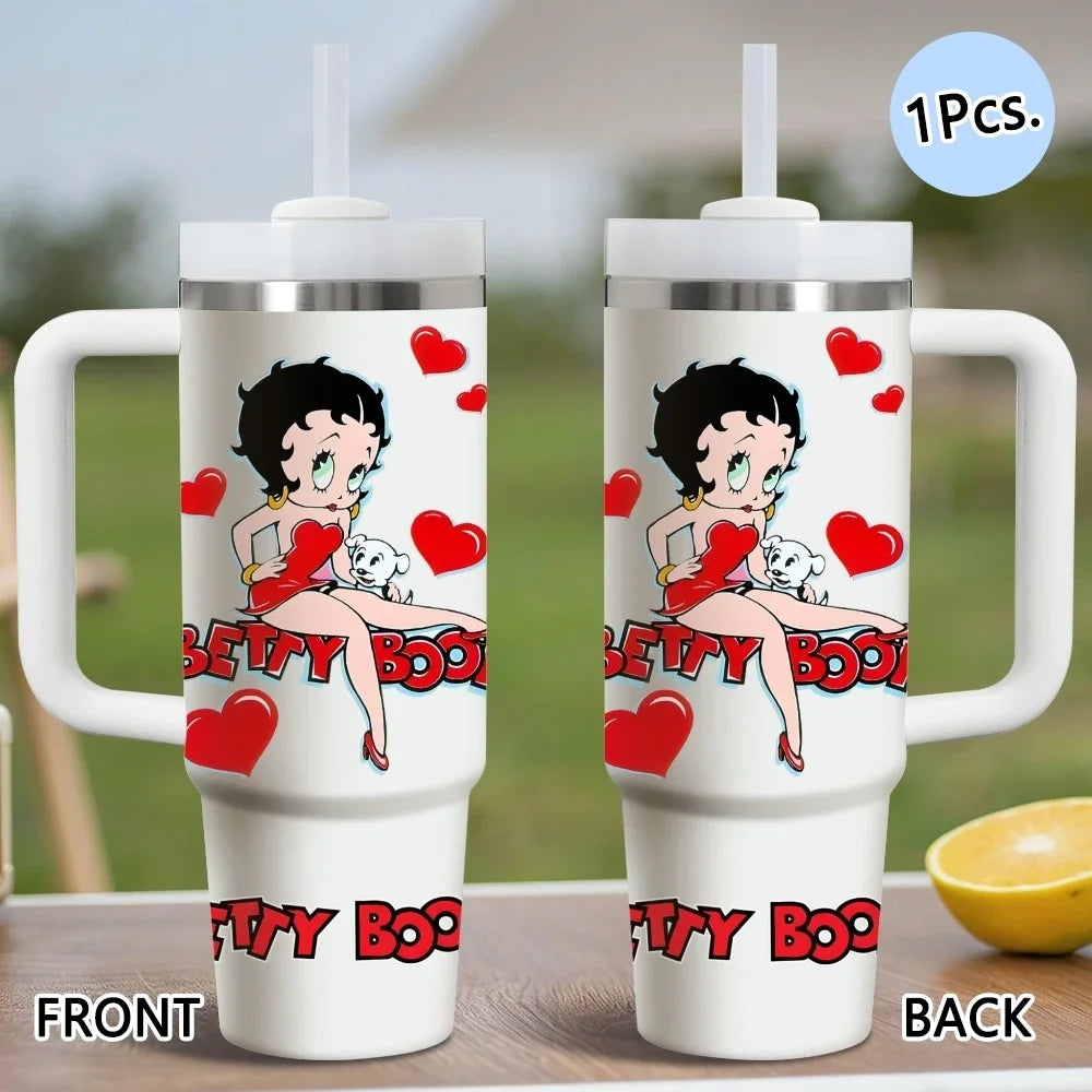 Betty Boop Stainless Steel Vacuum Insulated Travel Tumbler With Straw