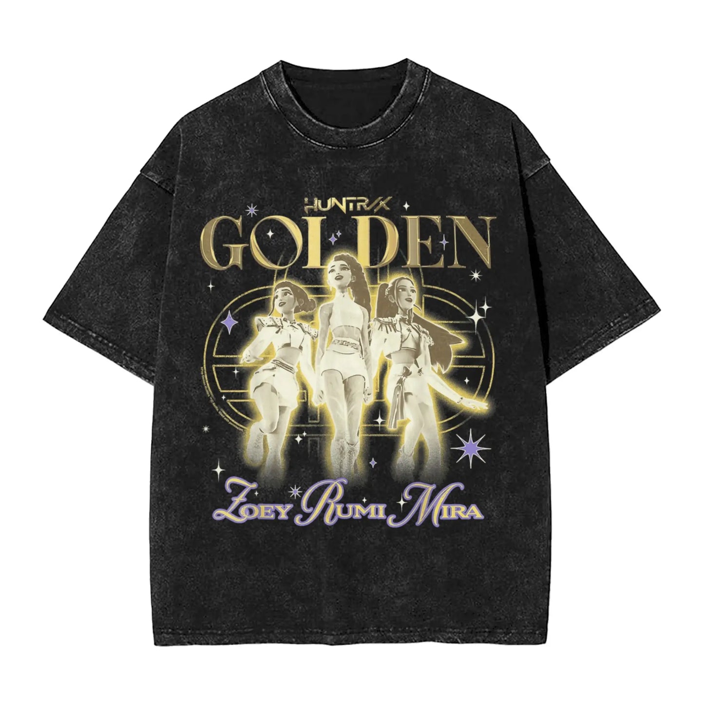 Huntrix Demon Hunter Washed Cotton T Shirt Men Summer