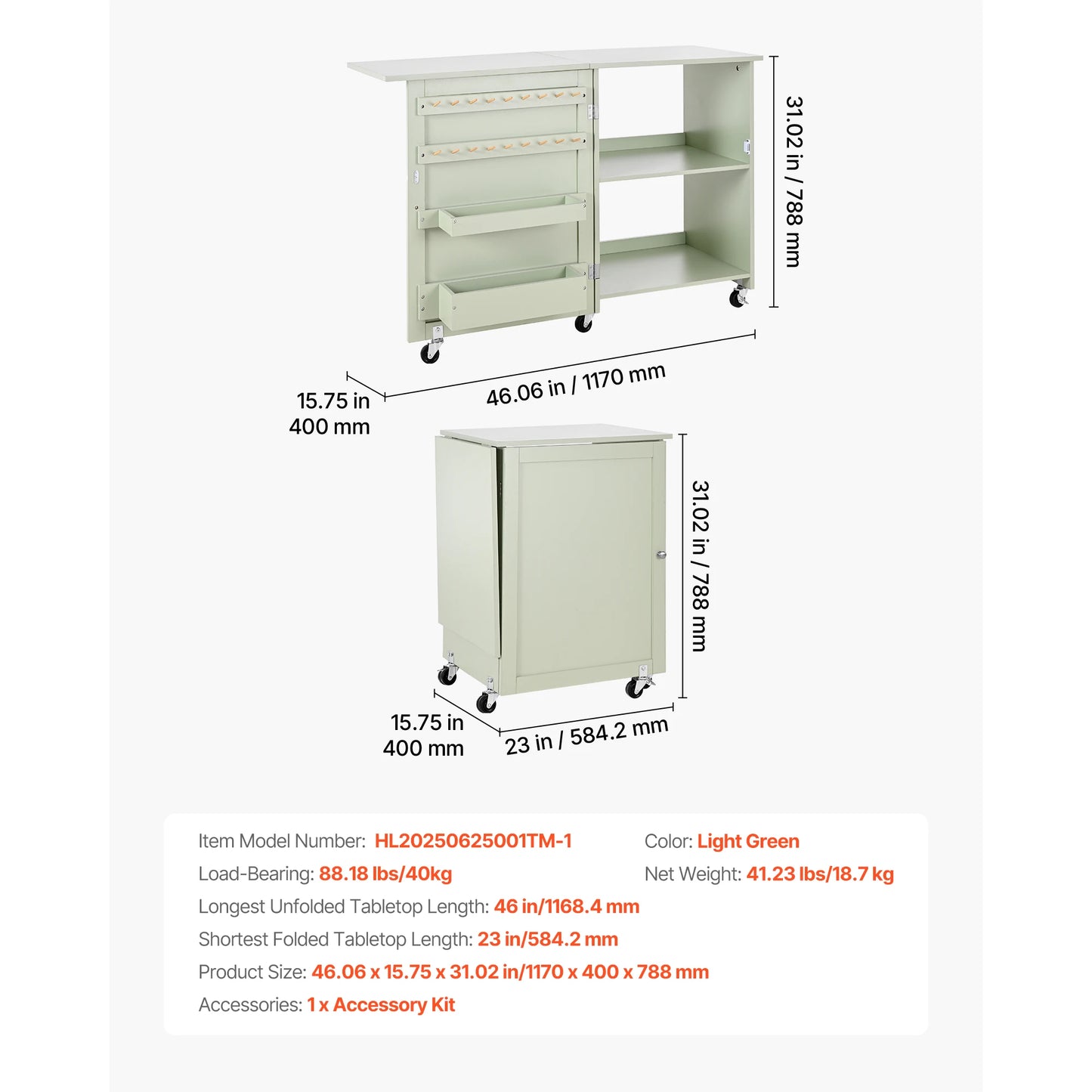 SucceBuy Multipurpose Folding Sewing Table With Wheels Shelves And Storage