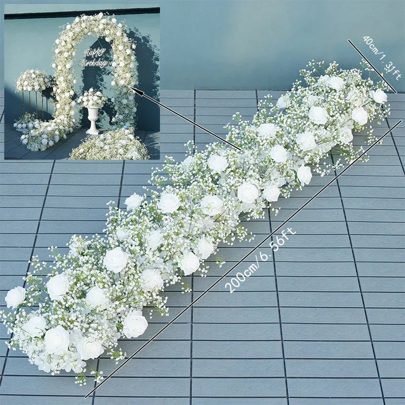Angela Artificial Rose Baby Breath Wedding Floral Backdrop Decor