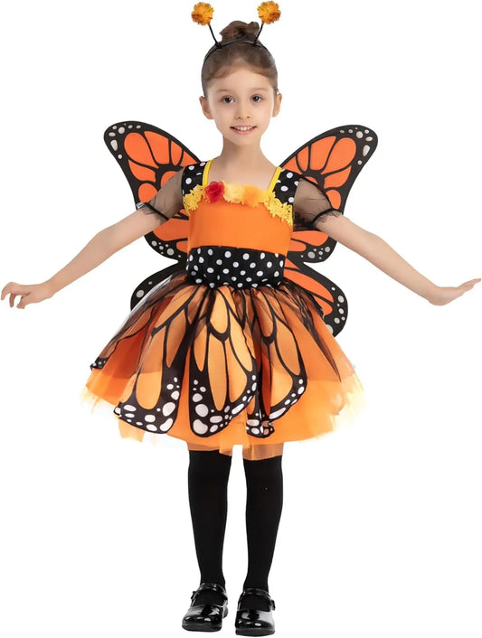 Joyfy Butterfly Costume for Girls With Wings and Headband