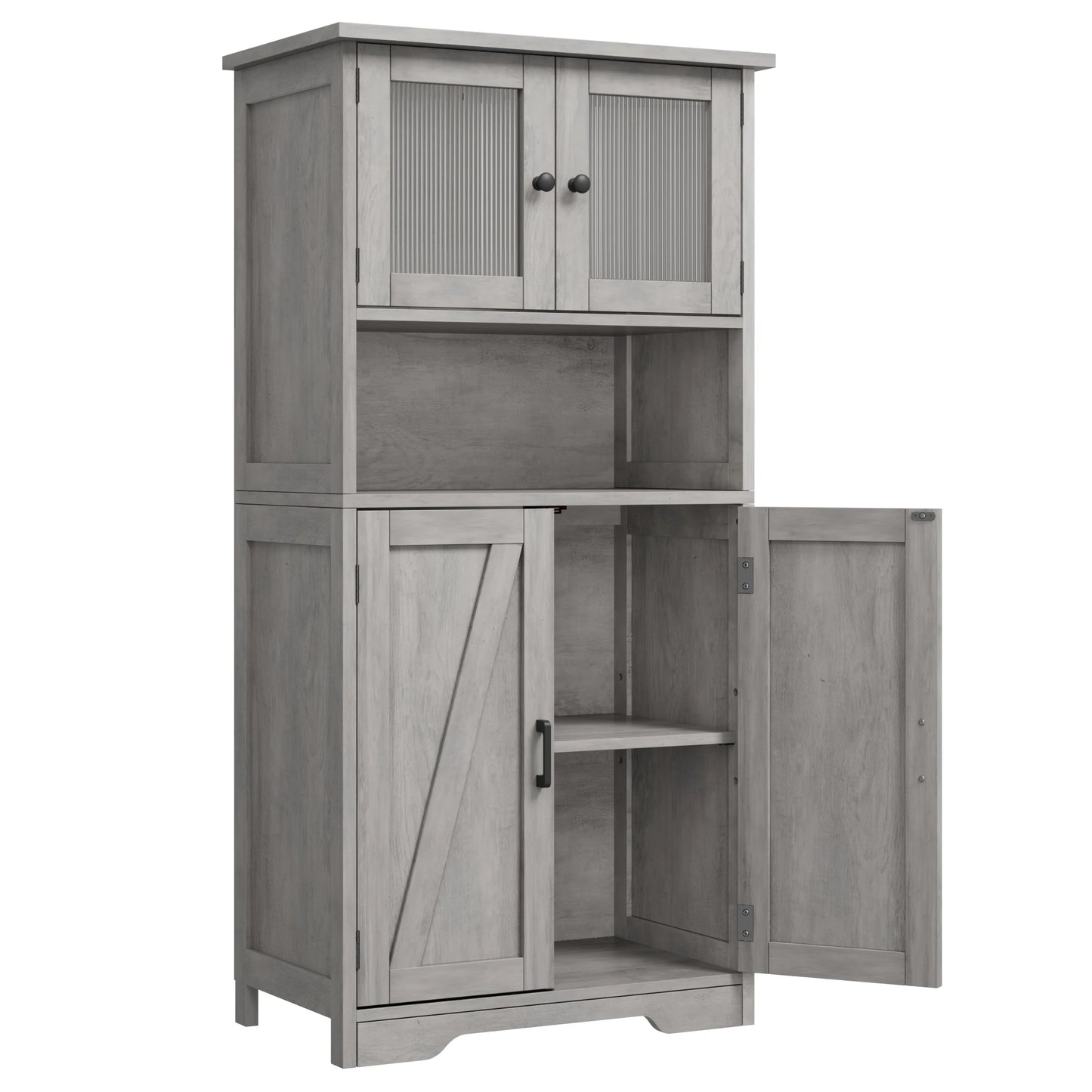 HobbyLane Free Standing Kitchen Pantry Cupboard with Four Doors
