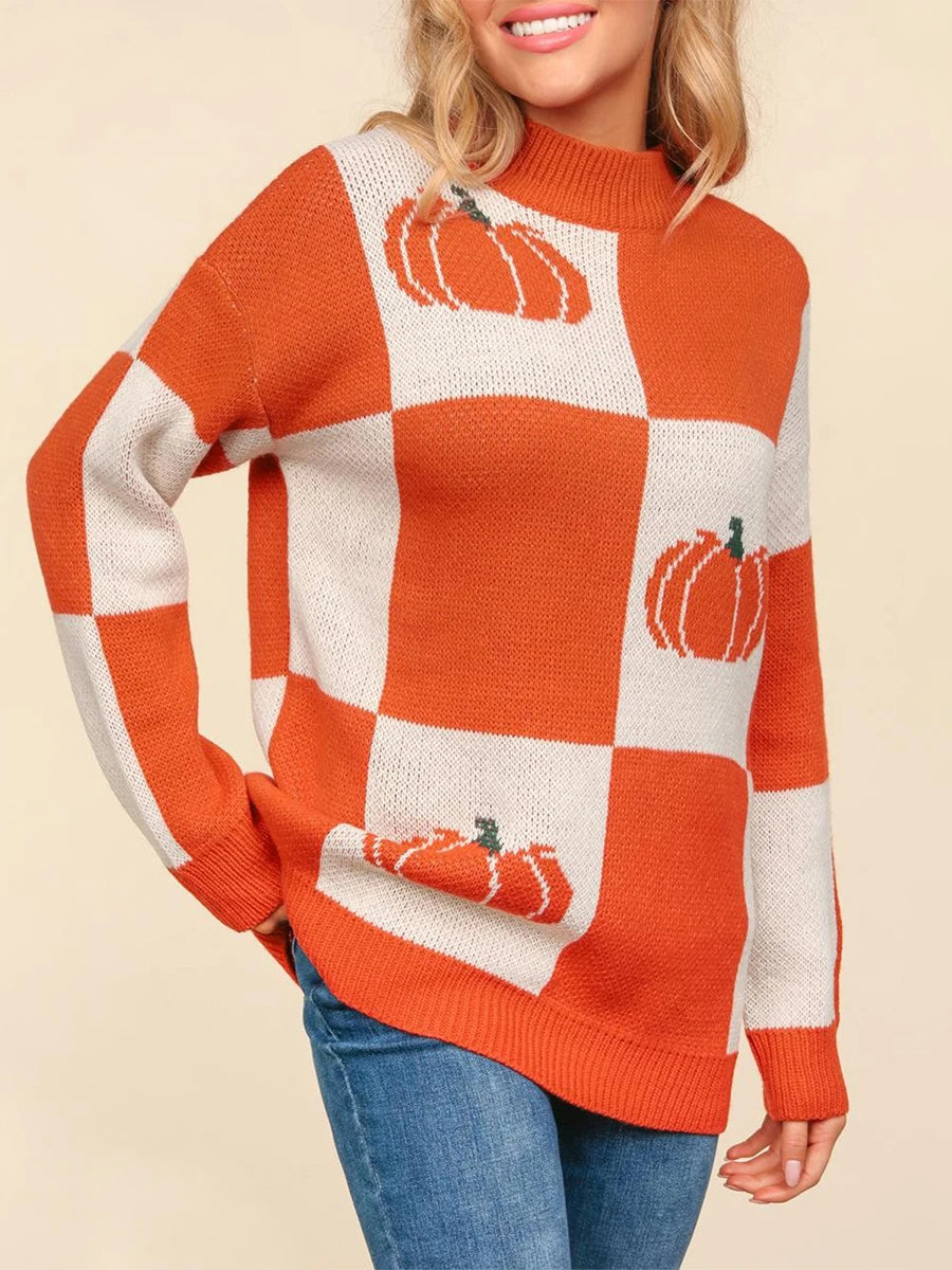 Goocheer Cat Themed Striped Knit Sweater Turtleneck