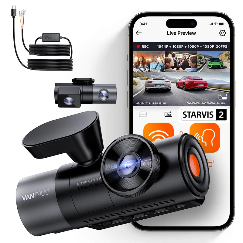 Vantrue N5 Dash Cam 4 Channel WiFi 360 Night Vision