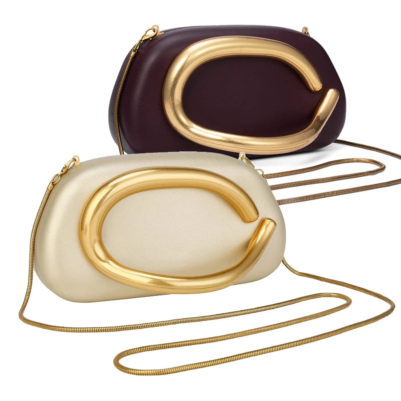 Gold Closure Box Clutch Bag Luxury Small PU Women Handbag For Wedding Party Crossbody Bags