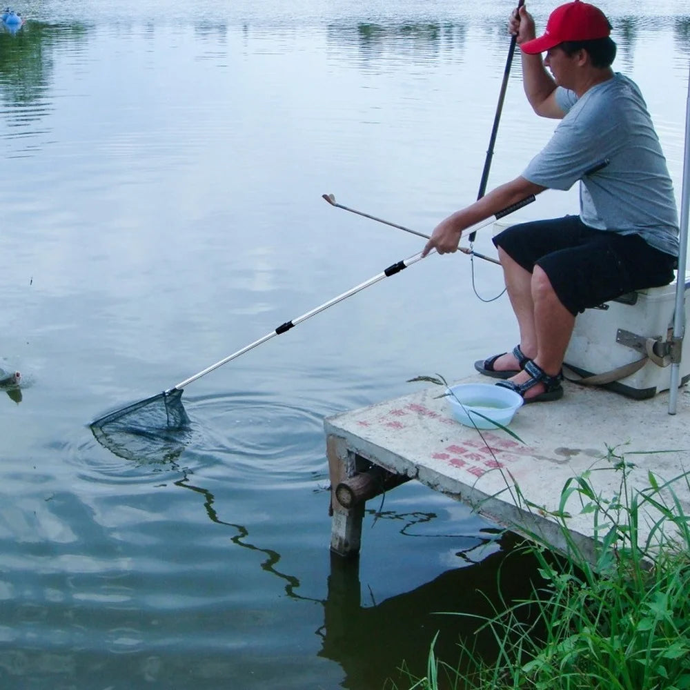 190cm 130cm 55cm Telescopic Landing Net Folding Fishing Pole Extending Fly Carp Course Sea Mesh Fishing Net For Fly Fishing