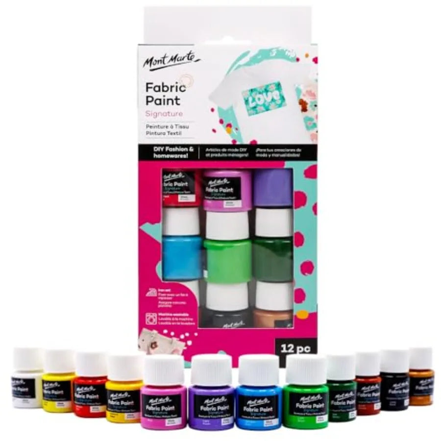 Permanent Fabric Paint Set 8 x 20ml Vivid Colours for Textile, Fabric, T-Shirt, Canvas, Wood, Ceramic, Glass