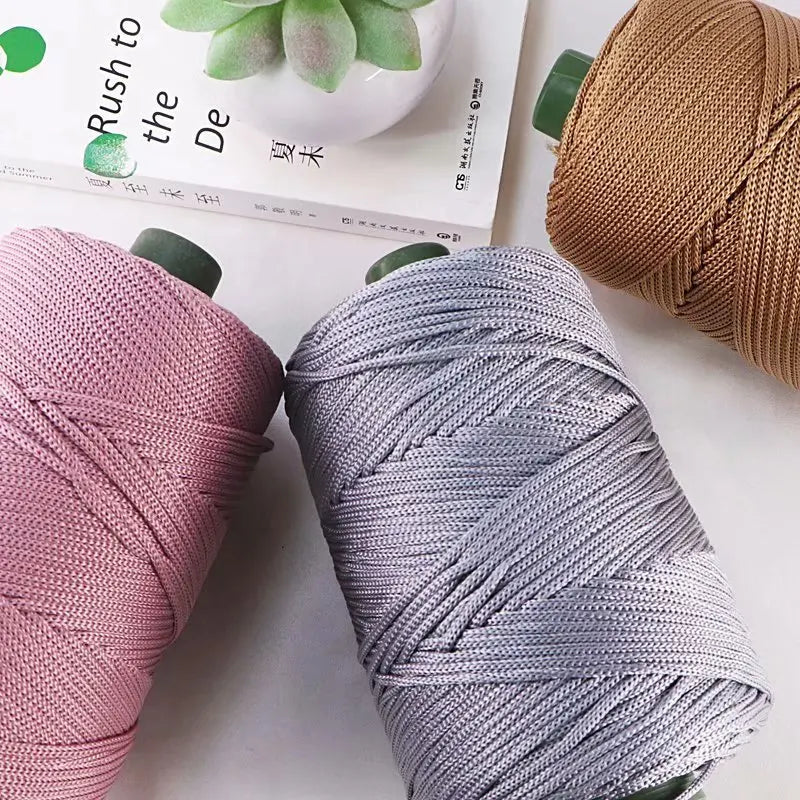 1 Pc 3MM Colorful Crochet Yarn Ice Rope 3mm Thread For DIY Hand Knitting Bag  Sun Hats Shoes Woven DIY Hook Cushion Silk Medium