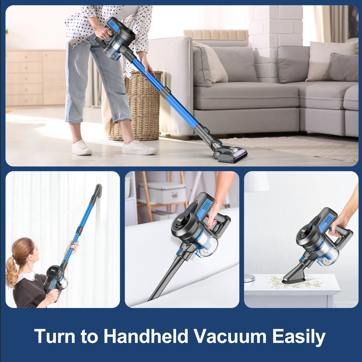 INSE N650 Cordless Vacuum Cleaner, 25Kpa Lightweight Stick Vacuum, Up to 45 Min