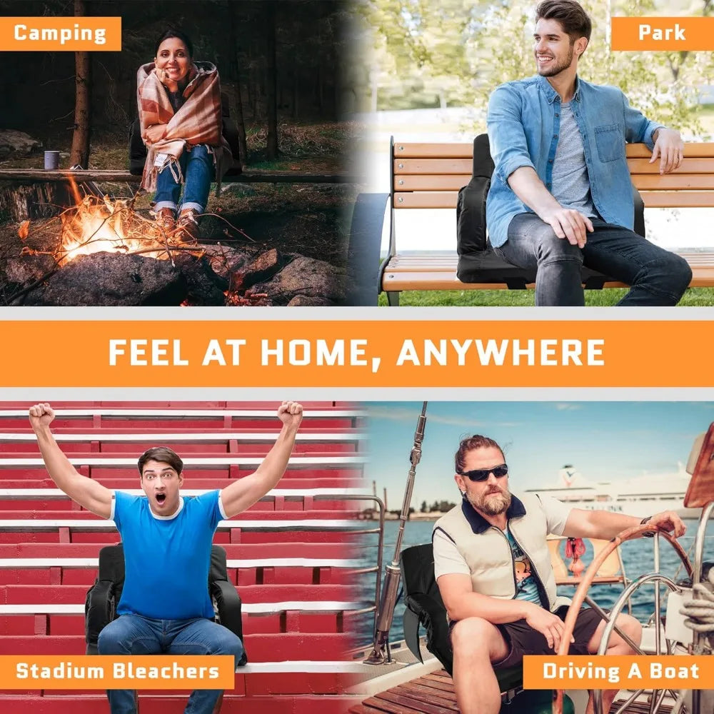 ACELETIQS Stadium Bleacher Seat With Back Support USB Battery Included