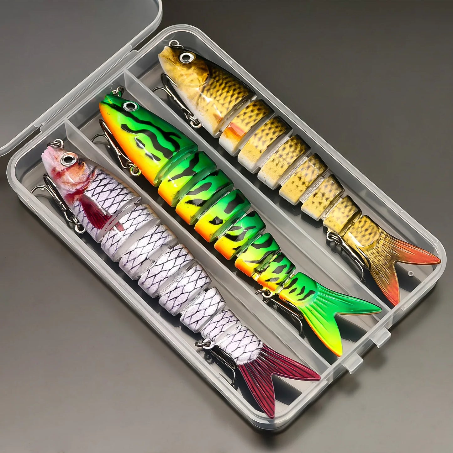 ANFS Realistic Fishing Lure Set of 3pcs, Multi-Jointed Swimbaits Fishing Lures, Lifelike Slow Sinking Artificial Bait for Bass, Trout, Perch -perfect fishing gift for Angle