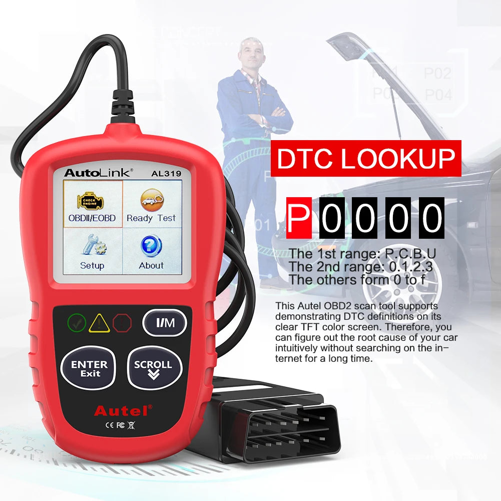 Autel AL319 OBD2 Code Reader Car Diagnostic Tool OBDII Scanner