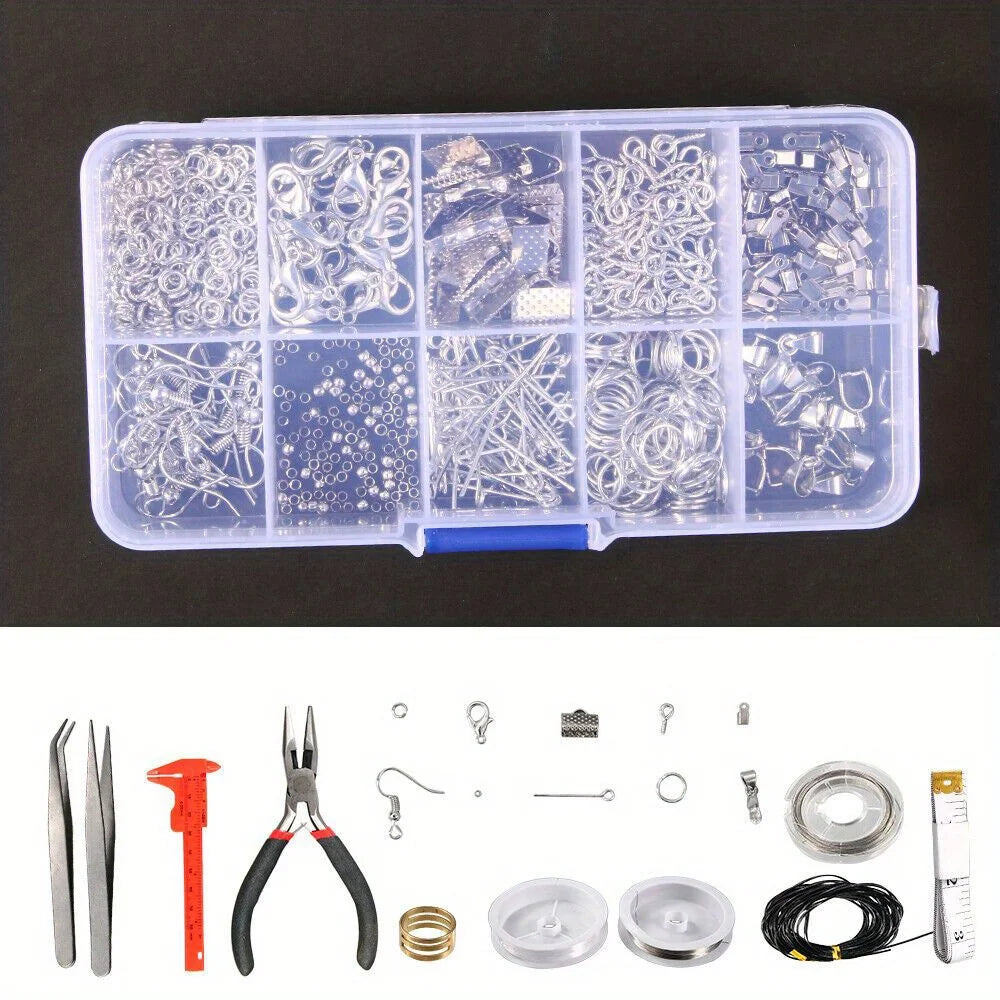 Jewelry Making Kit: Beading Tools, Craft Supplies for Silver Bead DIY
