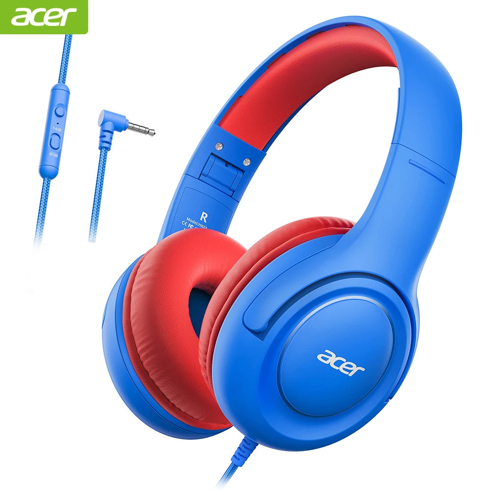 Acer Kids Headphones Wired School 85 To 94 dB Volume Limiter Foldable Stereo Headset For Kids Tablet iPad PC