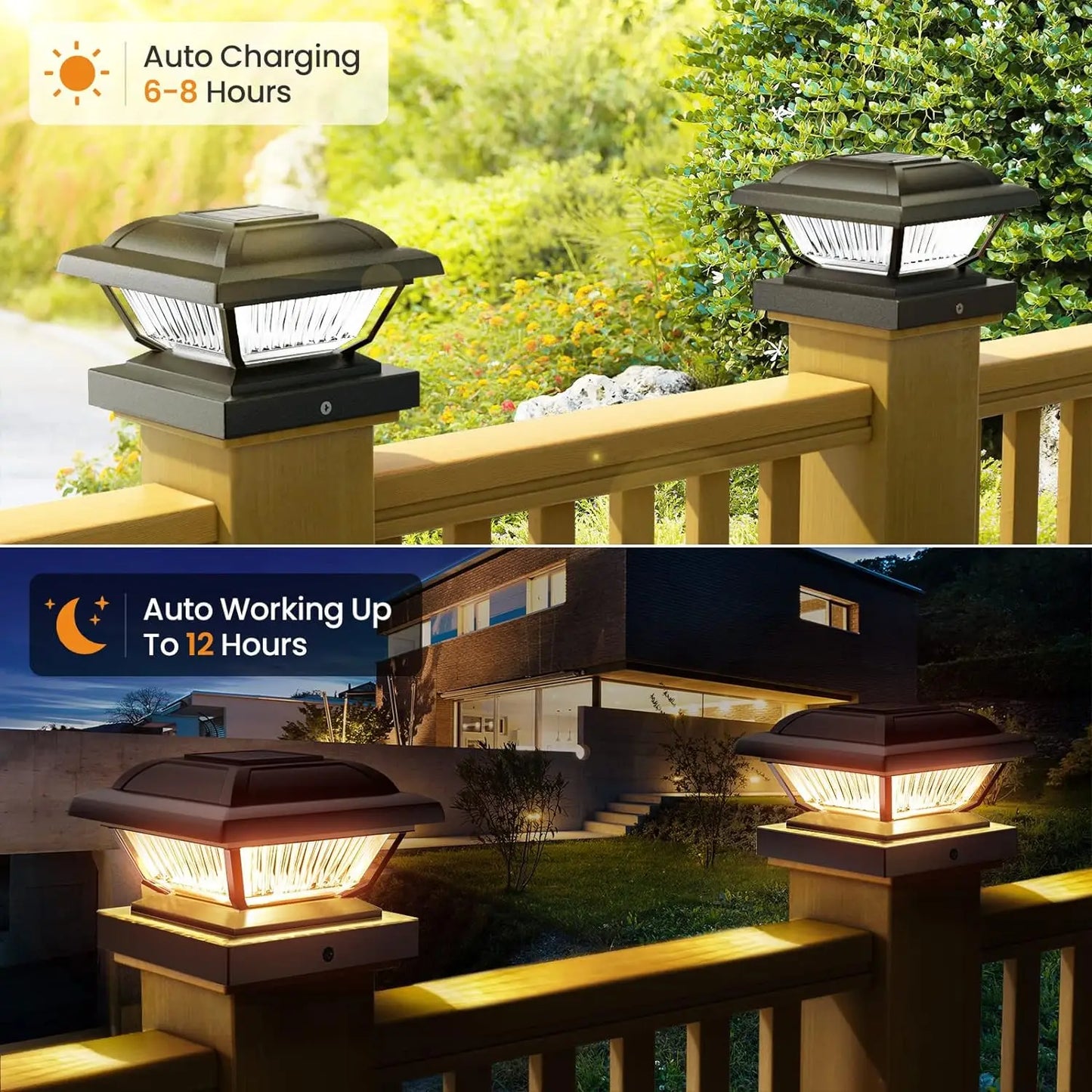 6 Or 12 Pack Solar Post Cap Lights For 3.5x3.5 To 5.5x5.5 Posts White Or Black LED Solar Garden Fence Deck Yard Lighting