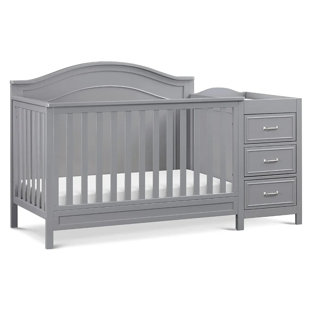 XMSJ 4 In 1 Convertible Baby Crib With Changing Table