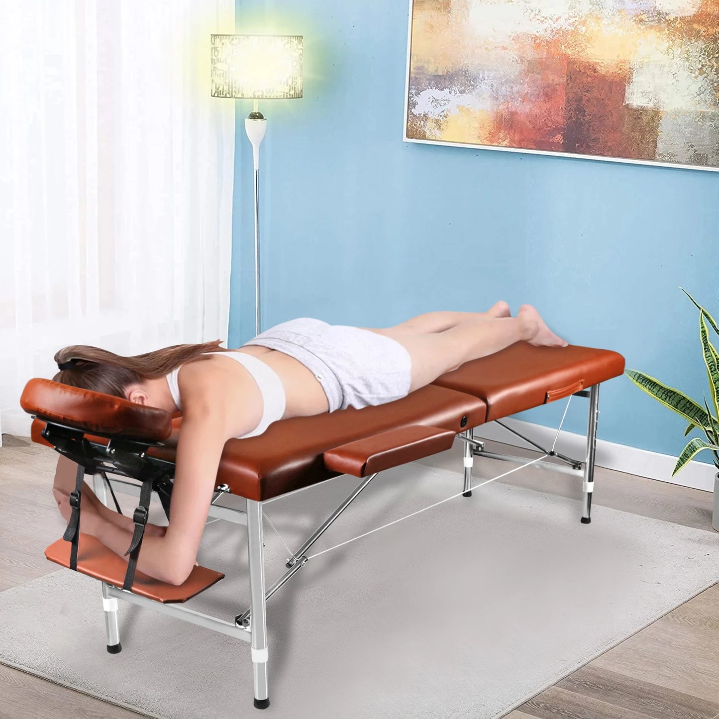 Massage Tables Portable 24"Wide Adjustable Folding Massage,Light weight Aluminum Tattoo Table for Spa and Beauty Professionals