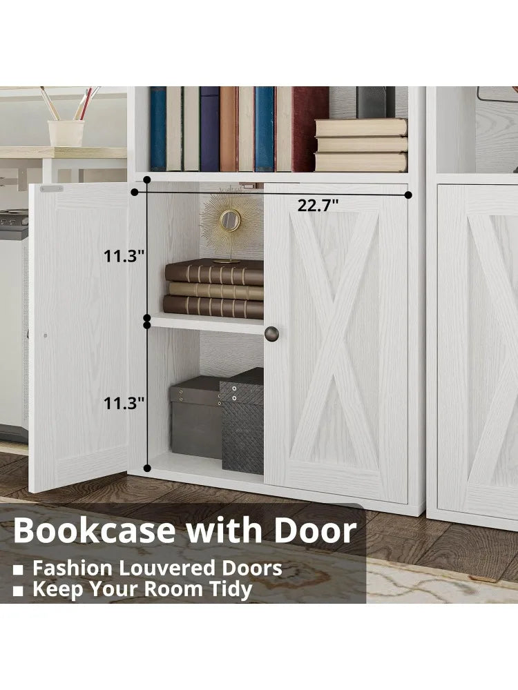High Concerned Bookcases with Doors Five Shelf Display