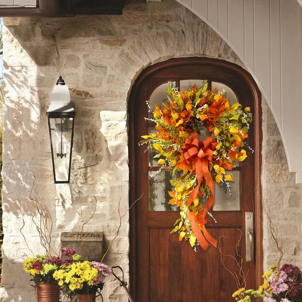 Shunmaii Thanksgiving Farmhouse Wreath Autumn Maple Leaf Indoor Decor