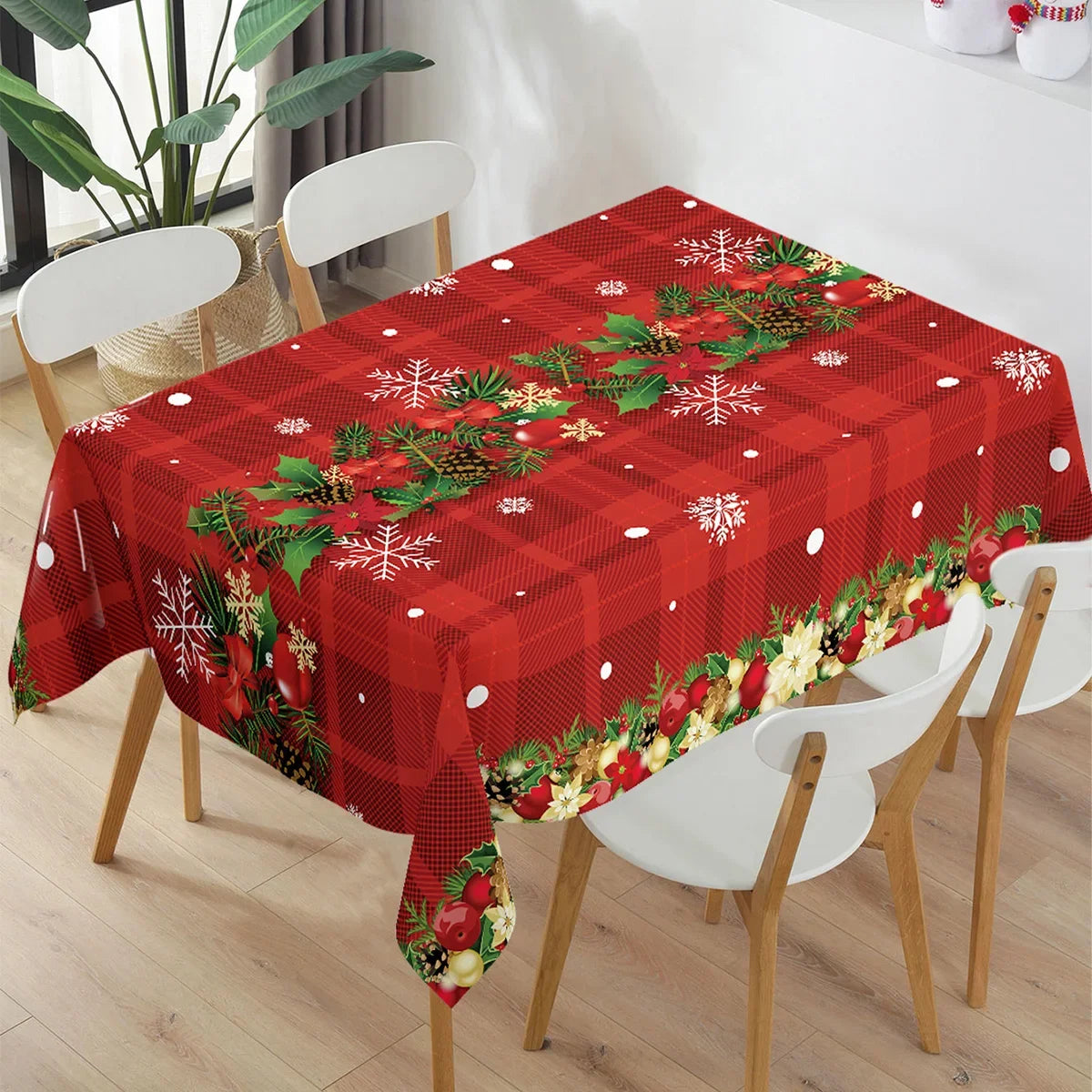 NoHign Merry Christmas Tablecloth Plastic Xmas Cover