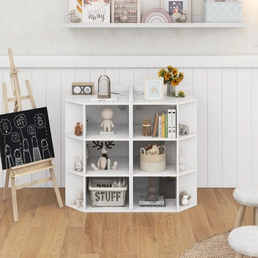 ANGDUO Kids Corner Cabinet With Charging Station USB Ports