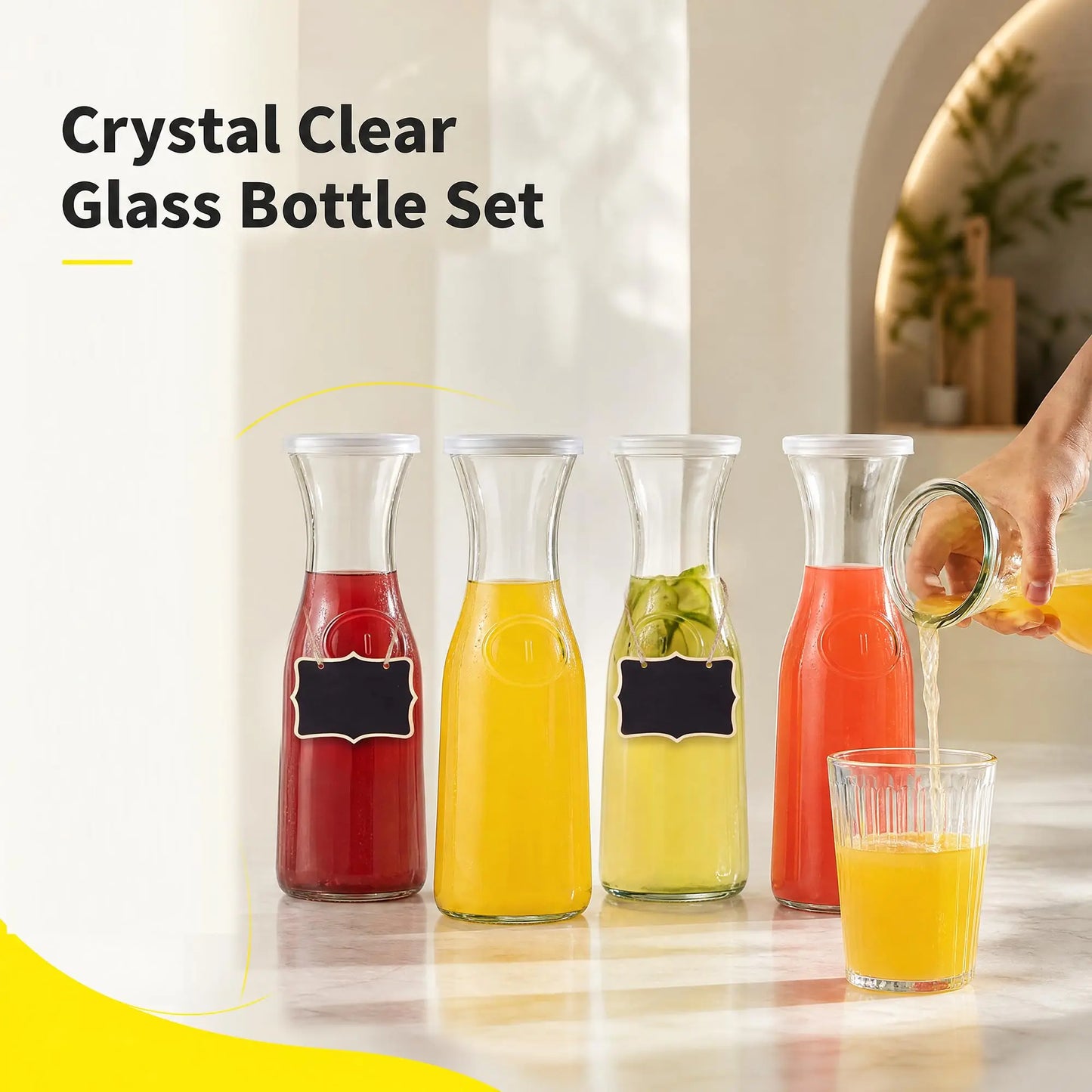 Glass Pitcher With Lid For Beverages And Cold Drinks